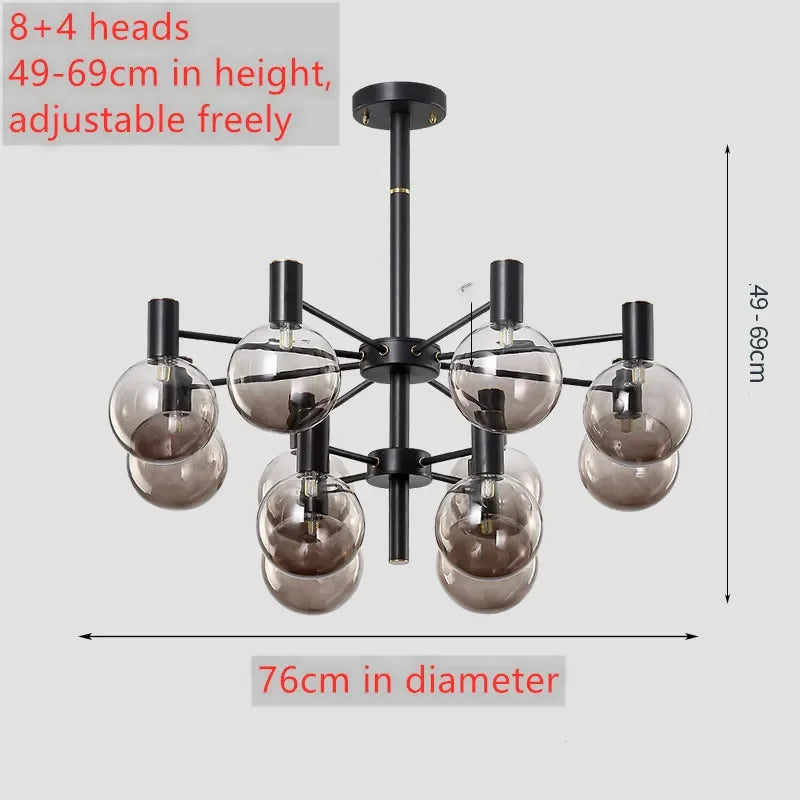 Maelon – Black Frame, 12 Heads, Ø76cm, Height 49-69cm