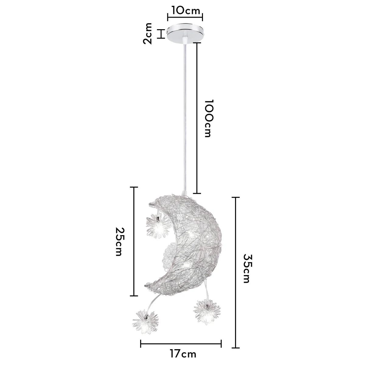 Csaelinth Medium Pendant, Cool White – Dimensions 17 x 25cm, 100cm Drop