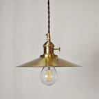 Industrial Brass Disc Pendant Light Halvorn – Clear Bulb