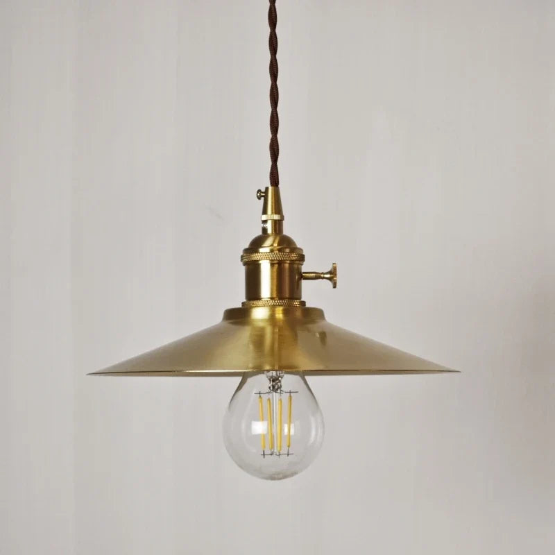 Industrial Brass Disc Pendant Light Halvorn – Clear Bulb
