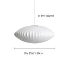 Nordic Ribbed Fabric Saucer Pendant Light Worlinth – Ø60cm, Dimensions