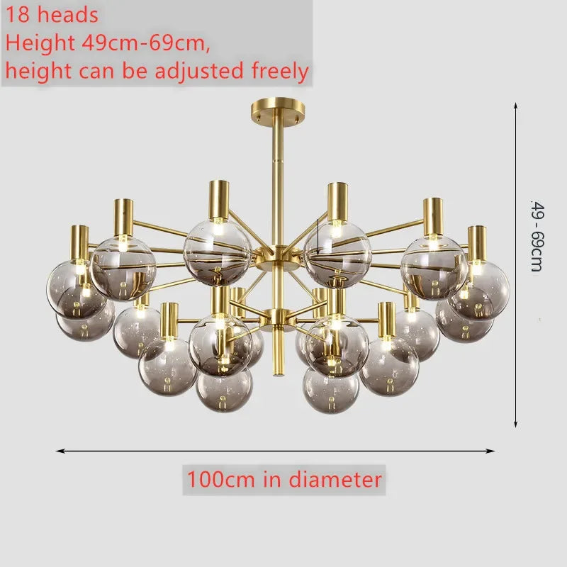 Maelon – Gold Frame, 18 Heads, Ø100cm, Height 49-69cm