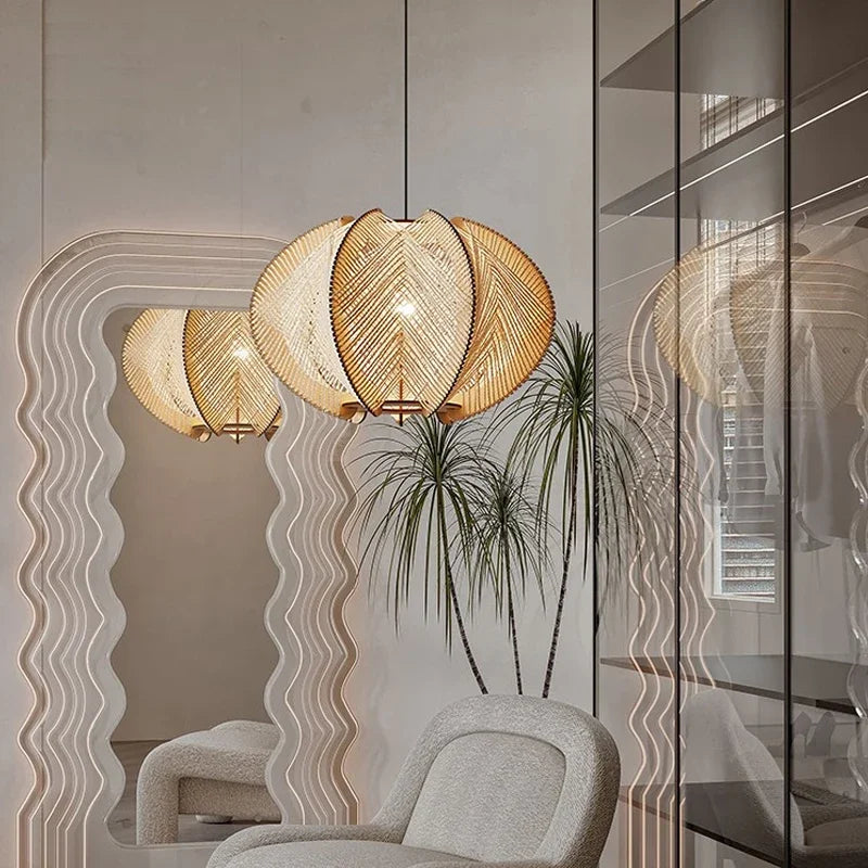 Natural Bamboo Woven Pendant Light Eleo – Hero Shot
