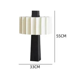 Nordic Matte Black Pleated-Shade Table Lamp Orvantis – Dimensions, H55cm x D33cm