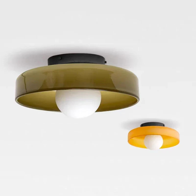 Green and Orange Mouth-Blown Glass Ceiling Light – Lumivox, Colour Comparison