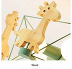 Children's Wood Giraffe Chandelier Lunvix — hand-carved solid wood detail