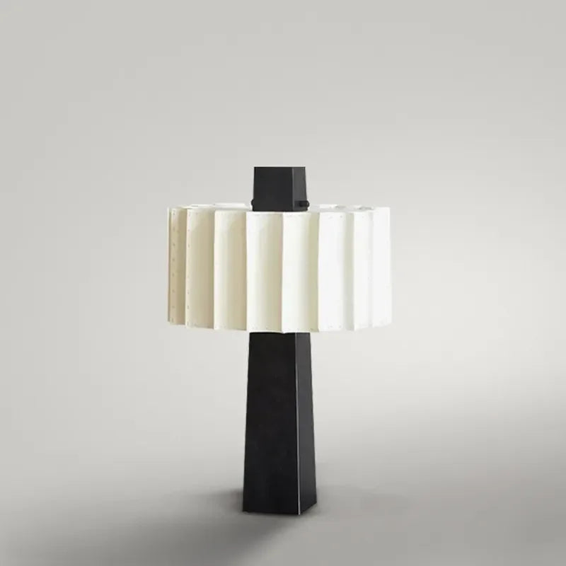 Nordic Matte Black Pleated-Shade Table Lamp Orvantis – Studio View, Detail