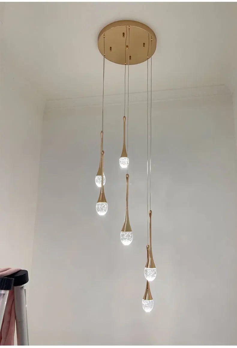 Crystal Raindrop Spiral Chandelier – Lumenvault – Lifestyle, Black Finish