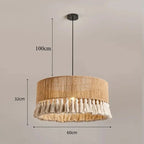 Handwoven Hemp Rope Tassel Pendant Light – Laelith – Drum Pendant 60cm