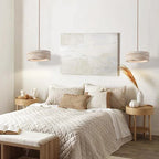 Modern Travertine Torus Pendant Light Forelo – Bedroom Lifestyle