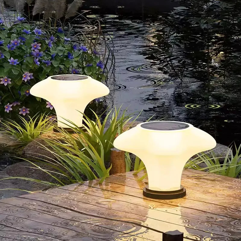 Sculptural Fluted Solar Pillar Light - Solvara