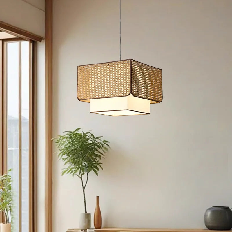 Natural Rattan Orb Pendant Light Btavion – Lifestyle View 2