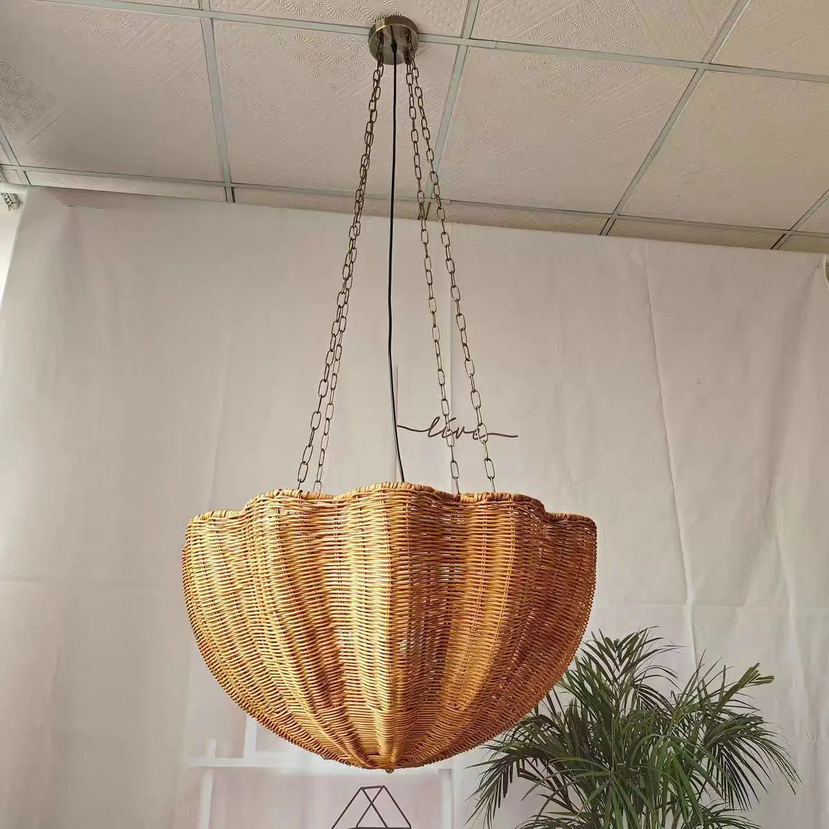 Organic Rattan Dome Pendant Light – Belicor – Lifestyle View 3