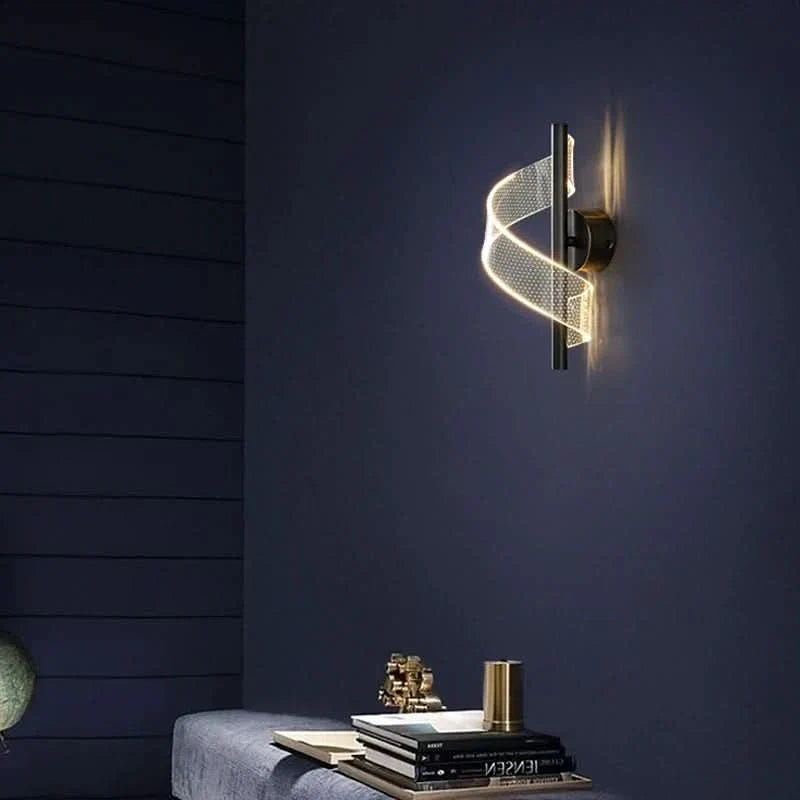 Sculptural Acrylic Helix Wall Sconce Spirex – Lifestyle View 2