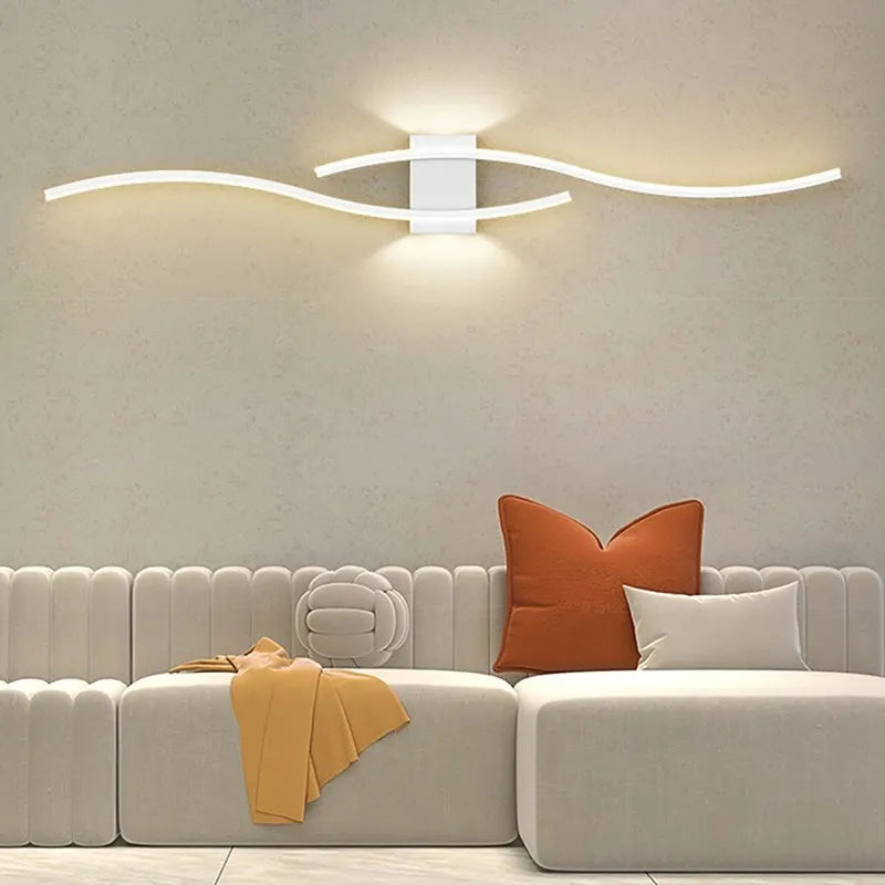Sculptural Iron Wall Sconce Forlan – White Finish, Sofa Detail
