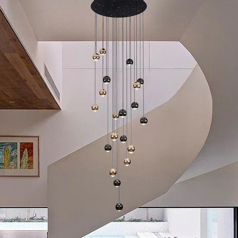 Black & Copper Sphere Cluster Chandelier Radianto