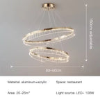 Ecelvor double ring 80+60cm dimensions, 150cm adjustable drop, 100W LED