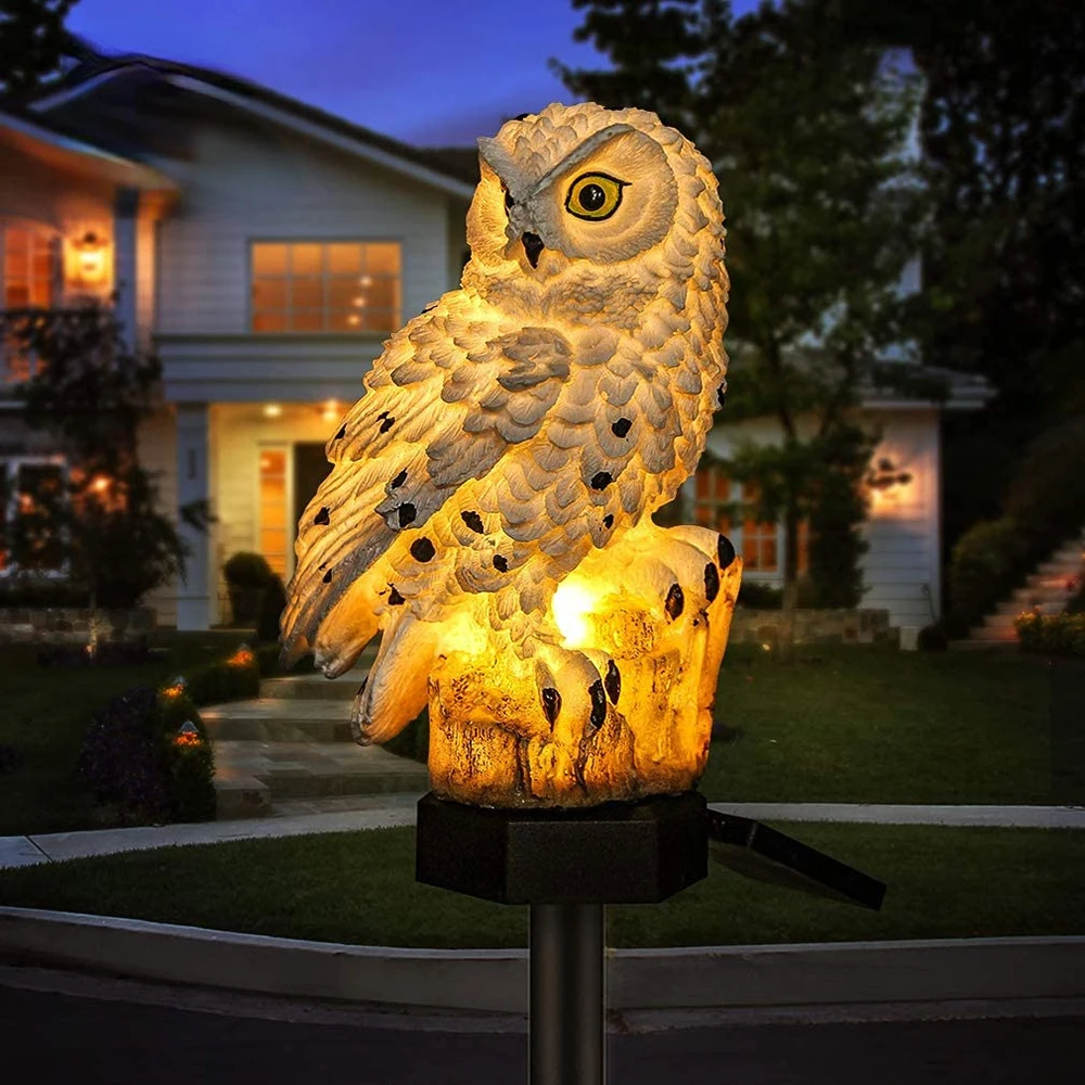 Sculptural Owl Solar Garden Light Hiboux – Hero Shot
