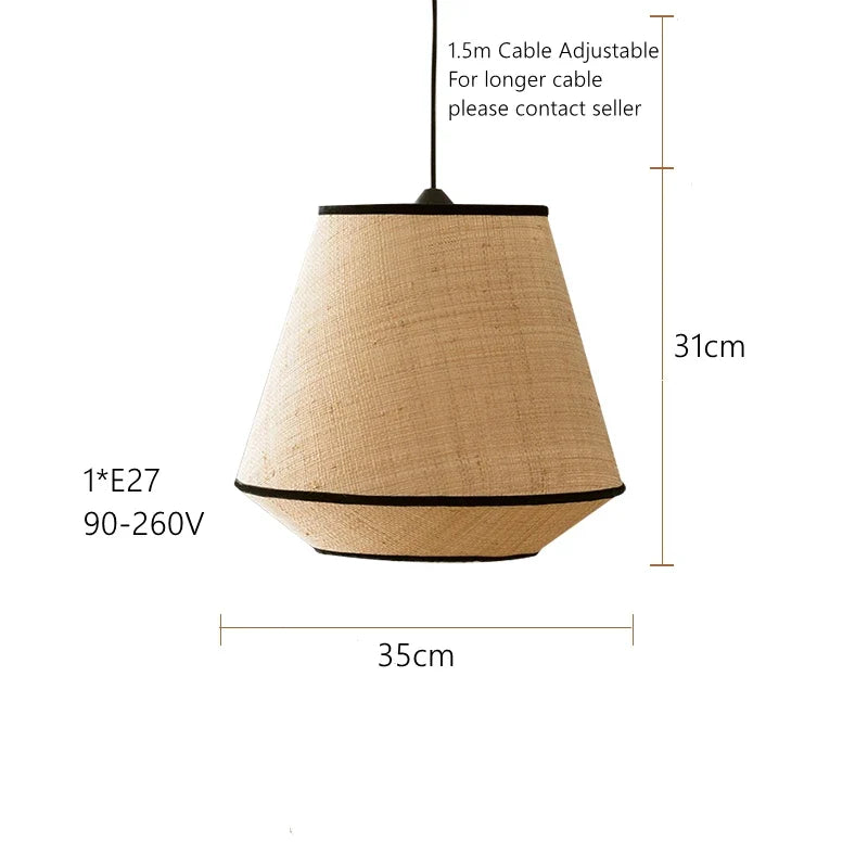 Wabi-Sabi Handwoven Raffia Pendant Light Delavon – Diamond Style Dimensions (40 x 30cm)