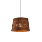 Handwoven Rattan Tapered Pendant Light Torvyn – Round, Brown