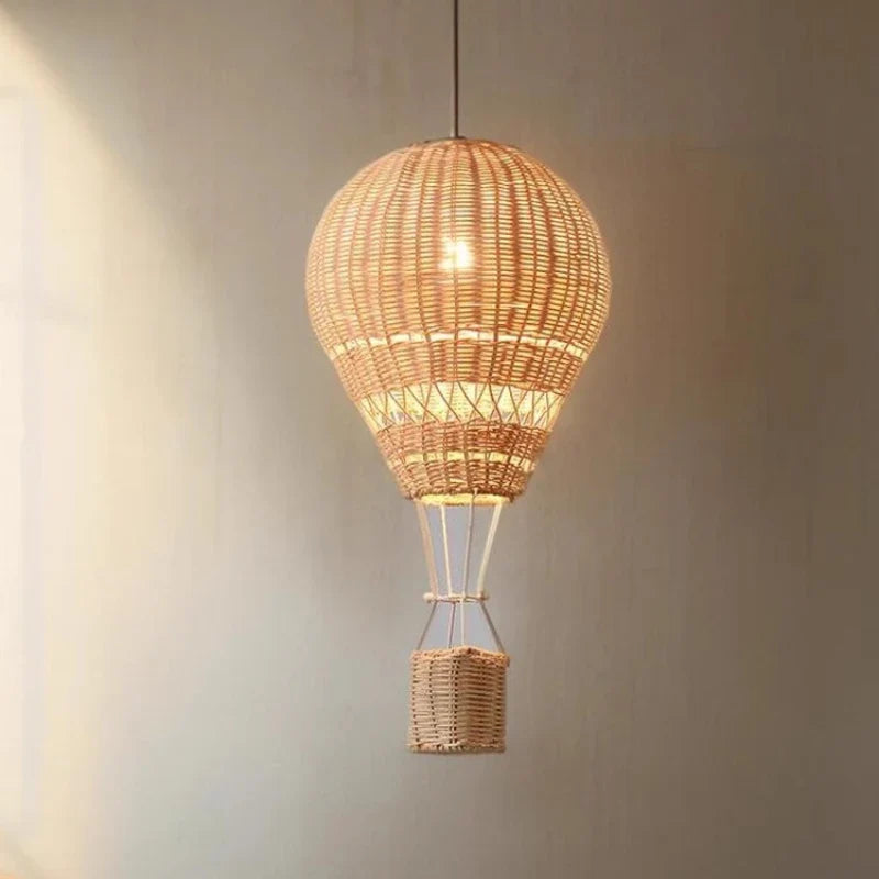 Hand-Woven Rattan Hot Air Balloon Pendant Light – Velvara – Lifestyle View