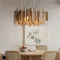 Sculptural Solid Wood Cluster Chandelier – Farova – Lifestyle View – Light Wood