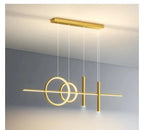 Nordic Geometric Minimal Pendant Light Halvoria – Golden Finish Detail