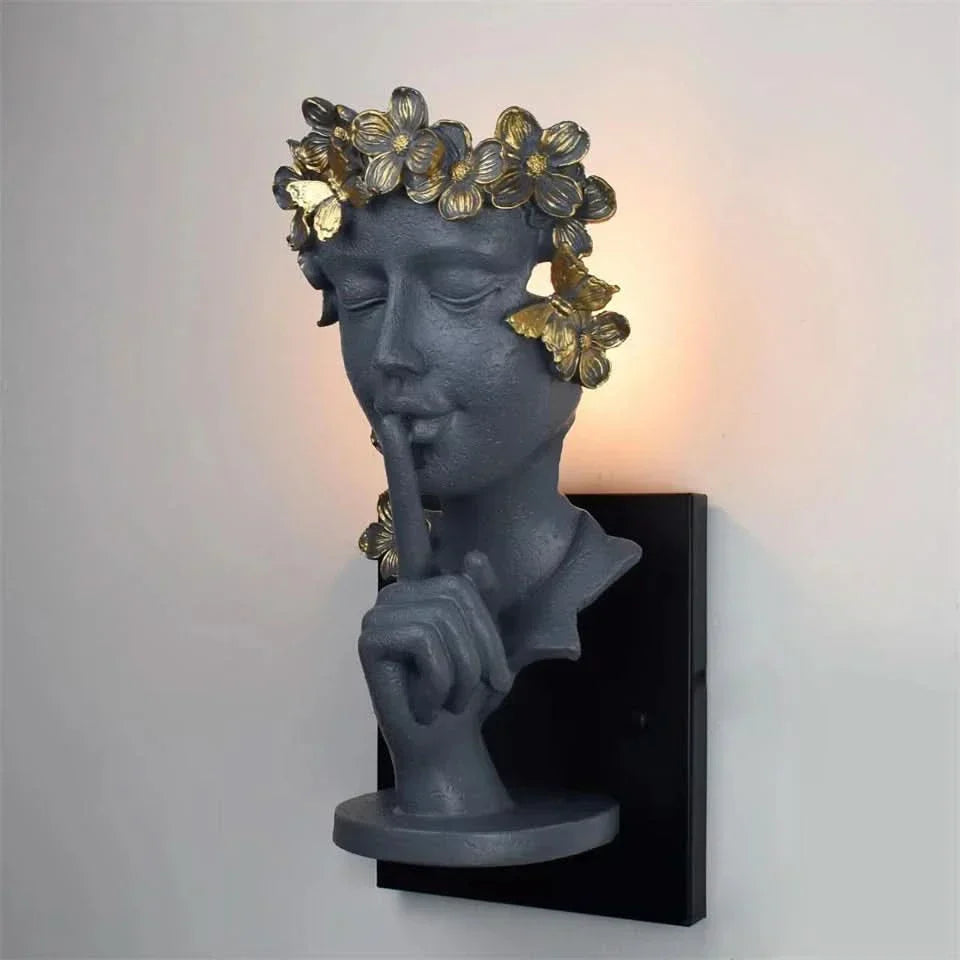 Athela Sculptural Wall Sconce – Grey Finish, Detail