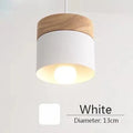 Scandinavian Wood-Cap Cylinder Pendant Light Wtaelindra – White