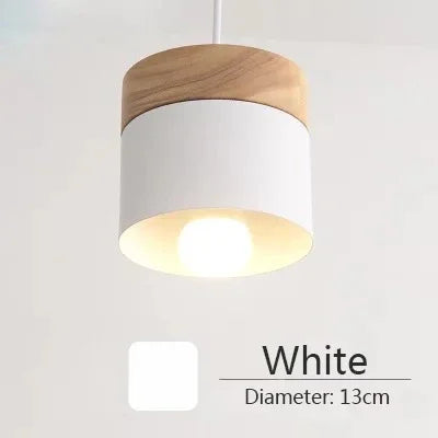 Scandinavian Wood-Cap Cylinder Pendant Light Wtaelindra – White