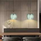 Ribbed Glass Botanical Pendant Light Banlux – Green