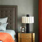 Nordic Matte Black Pleated-Shade Table Lamp Orvantis – Lifestyle, Bedside Table