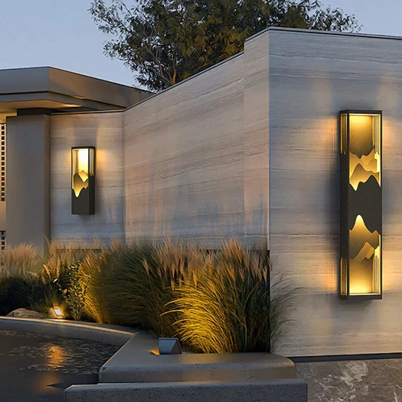 Polished Brass Linear Outdoor Light Orindel – Hero Shot