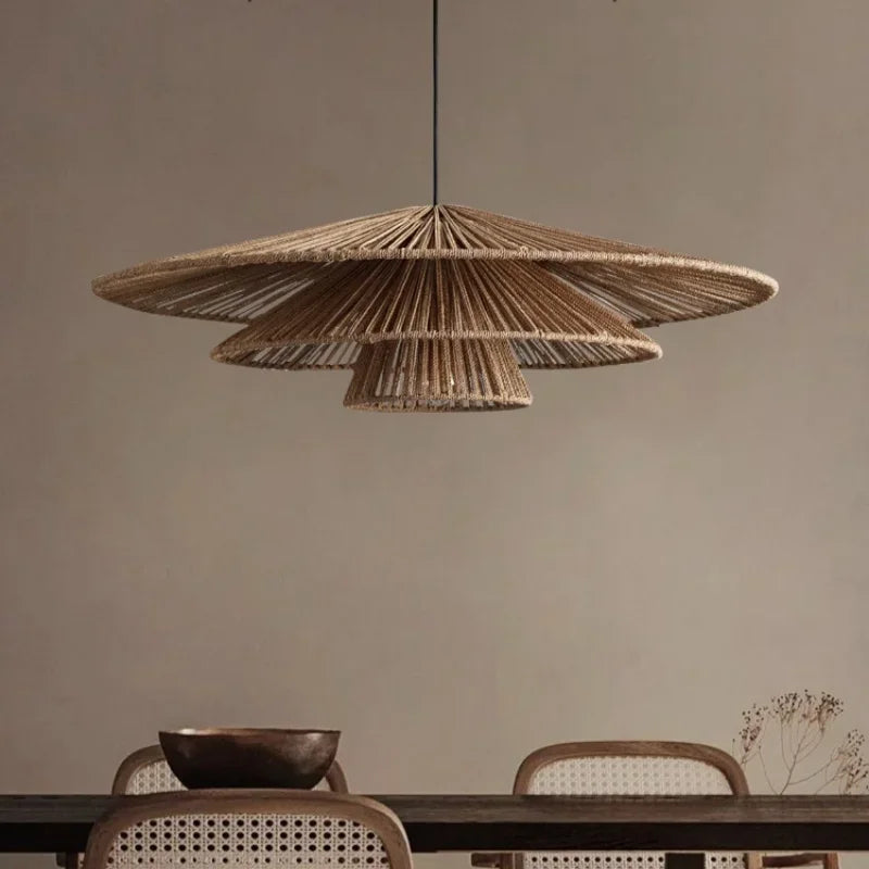 Contemporary Rattan Dome Pendant Light Ftaeron – Lifestyle View 2