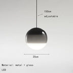 Ombré Glass Sphere Pendant Light – Olvinex – Smoke Grey 20cm