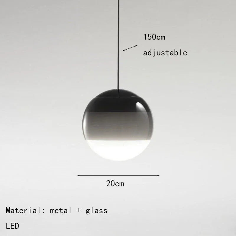 Ombré Glass Sphere Pendant Light – Olvinex – Smoke Grey 20cm