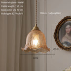 Parelia pendant light — Brass fitting, 19 x 20 cm ice-crackle glass shade