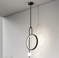 Modern Metal Ring Pendant Light Circlion — Black