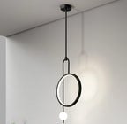 Modern Metal Ring Pendant Light Circlion — Black