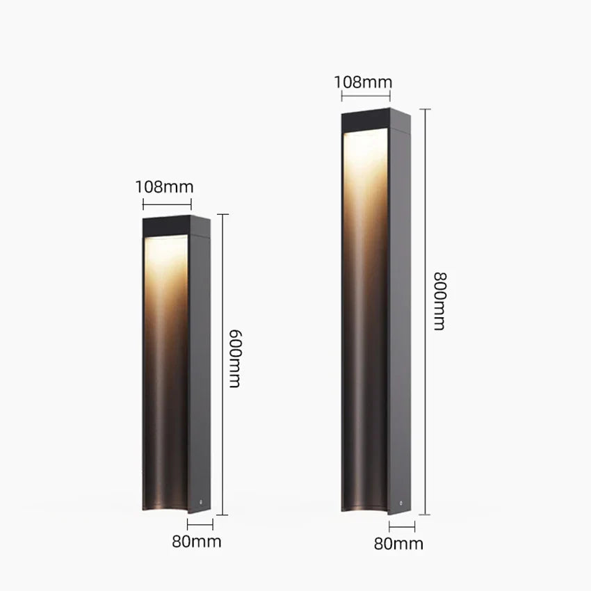 Modern Aluminium Bollard Outdoor Light Ecira - Dimensions 60cm and 80cm