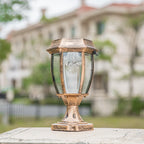 Traditional Solar Lantern Pillar Light – Auberon – Bronze, Close-up