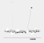 Sculptural Metal Bubble Chandelier – Lumivorn – Chrome, 9-Light, 150cm Dimensions