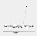 Sculptural Metal Bubble Chandelier – Lumivorn – Chrome, 7-Light, 120cm Dimensions