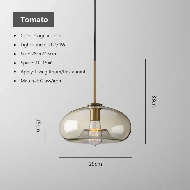 Scandinavian Glass Orb Pendant Light Kelvoria – Tomato Shape Dimensions