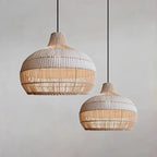 Nordic Rattan Drum Pendant Light Etavorn – Lifestyle View 2