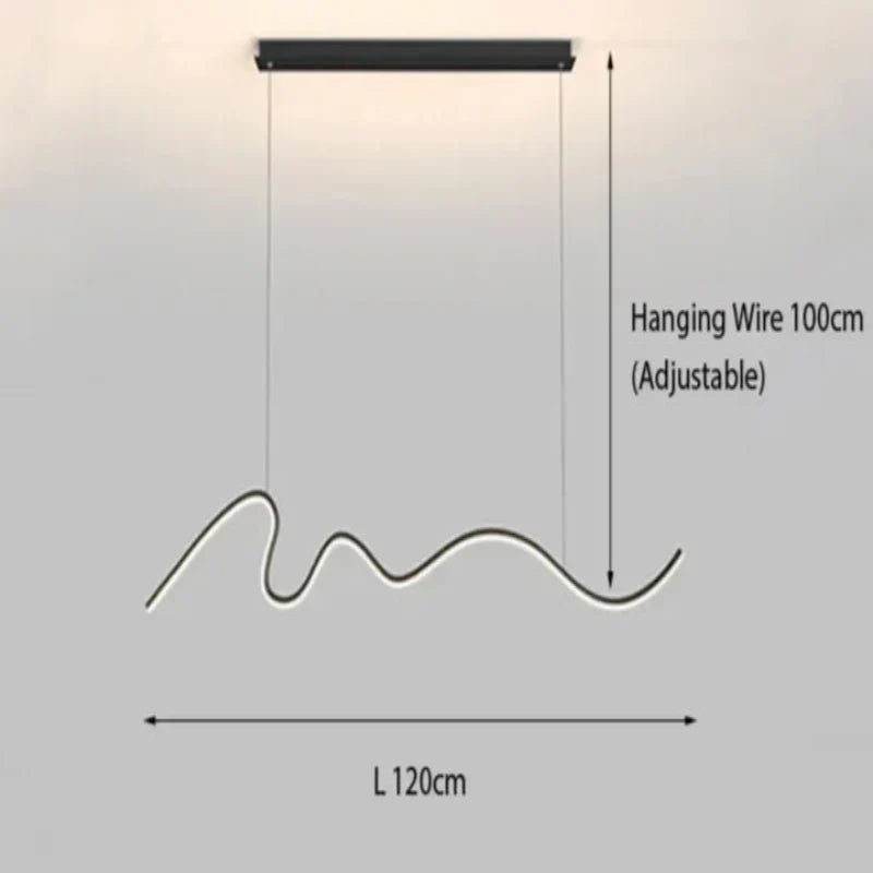 Sculptural Wavy LED Line Pendant Light - Capova