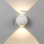 Multi-Beam Aluminum Sphere Wall Sconce Triberon – White, dimensions 10.5 cm diameter