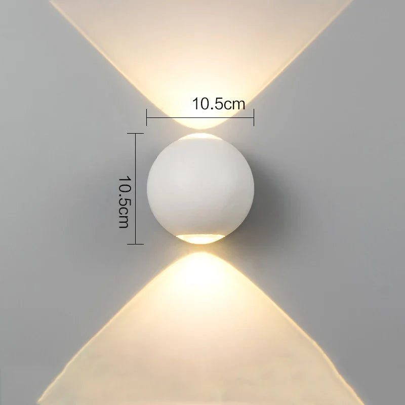 Multi-Beam Aluminum Sphere Wall Sconce Triberon – White, dimensions 10.5 cm diameter