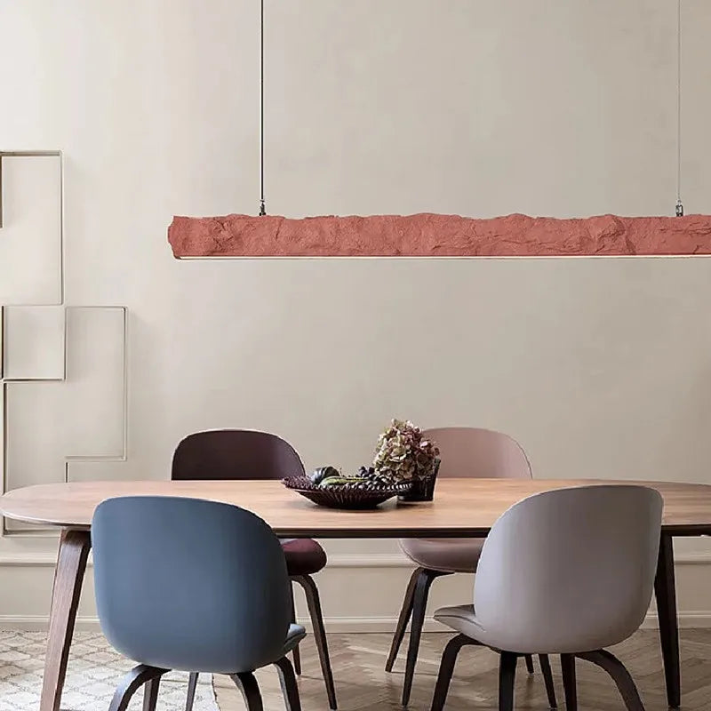 Artisan Stone Linear Pendant Light Gaelo – Terracotta Stone, lifestyle