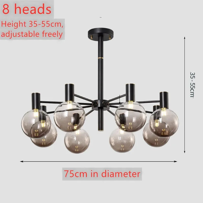 Maelon – Black Frame, 8 Heads, Ø75cm, Height 35-55cm